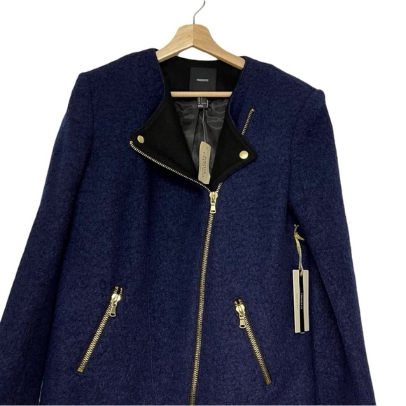 Forever 21 Double Breasted Blue Coat Women's Size Large - Picture 3 of 5